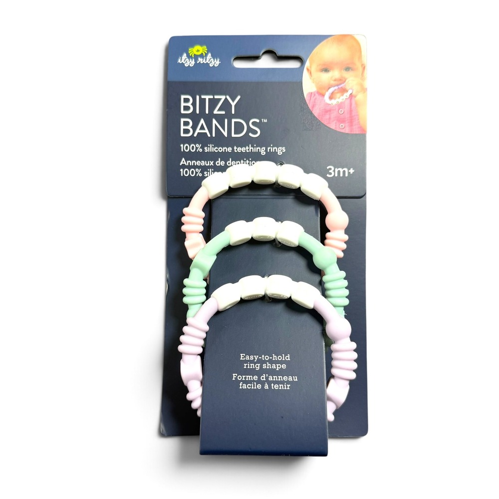 Itzy Ritzy Bitzy Bands 100% Silicone Teething Rings Pastel 3 Pack KS0526 3m+